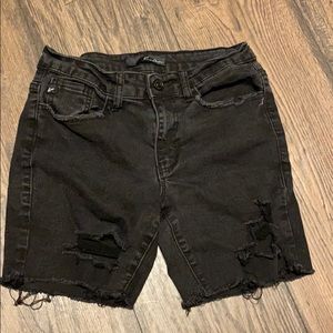 Black ripped jean shorts